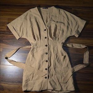 Beige button-up dress